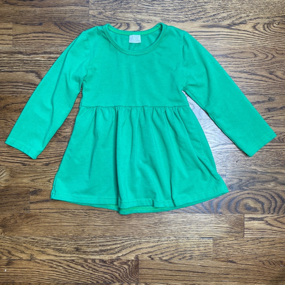 Boutique Girls Solid Holiday Green Long Sleeve Top / Tunic Size 5